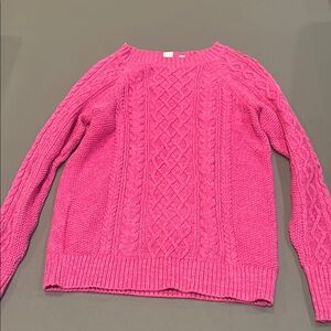 GAP Pink Crew Neck Cable Knit Sweater